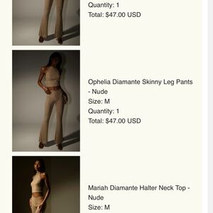 Ophelia Diamante Skinny Leg Pants and Top - Nude